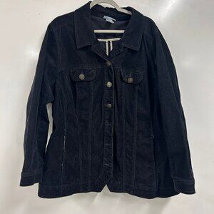 0406 Liz&Me Black Corduroy Jacket Women’s black Button Front Classic Fall 2X